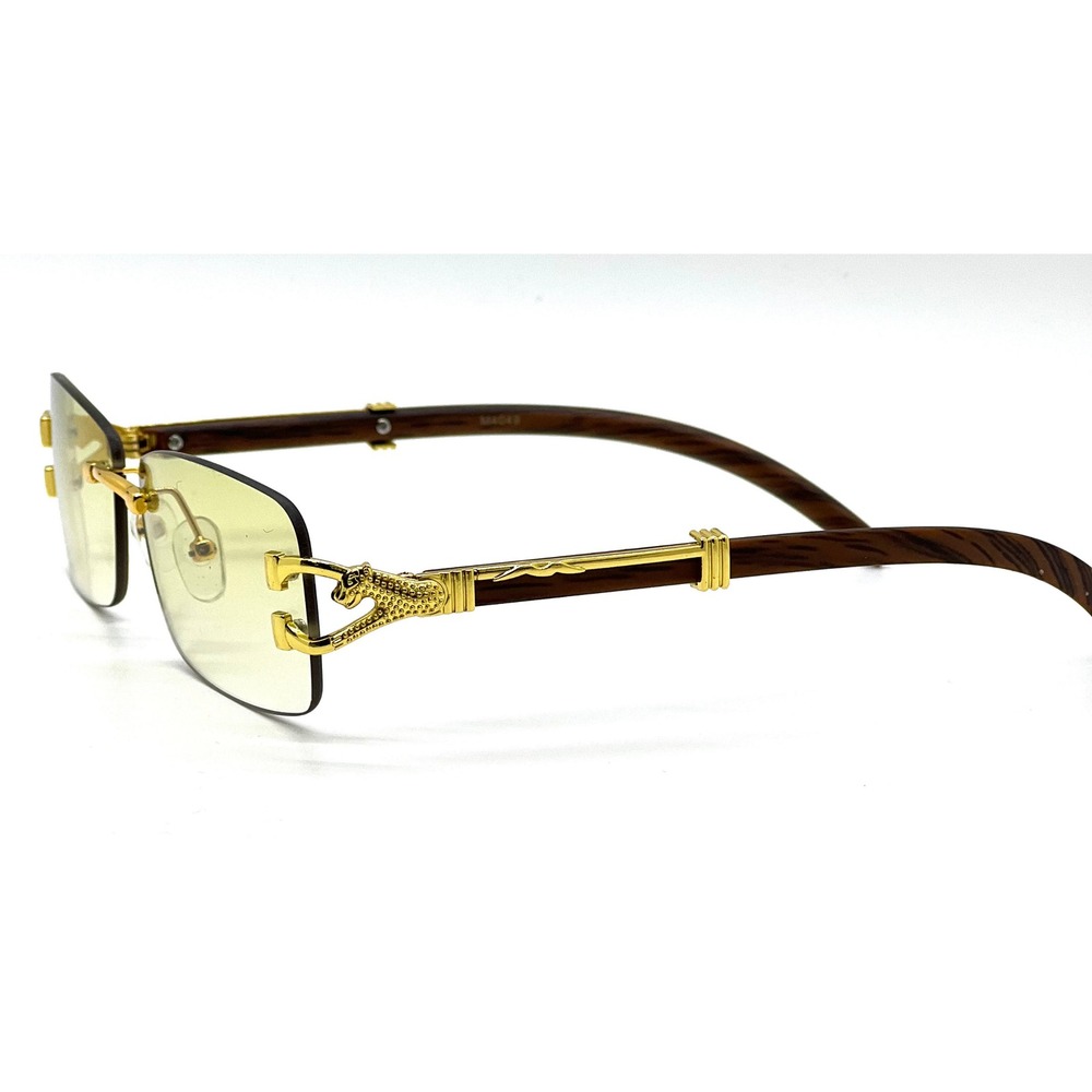 Men Women Sunglasses Square Green Lens Fashion Gold Frame Rapper Icedout  Lentes - Picture 5 of 6